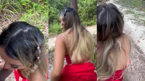 Novinha safada fodendo no mato com amigo